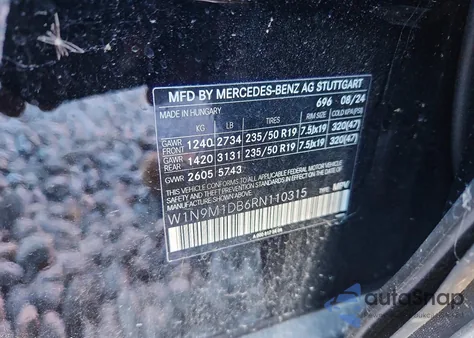 2024 Mercedes-Benz Eqb 350 4Matic z USA, uszkodzony, nr VIN W1N9M1DB6RN110315